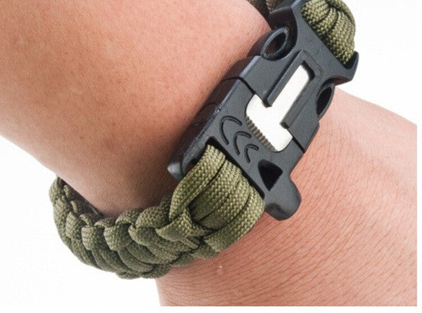Paracord Cord Wristbands Emergency Rope Gear Whistle Flint Fire Starter Scraper